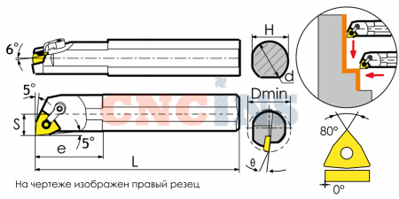 S32T-MWLNL08-TX Резец токарный (державка) расточной по металлу